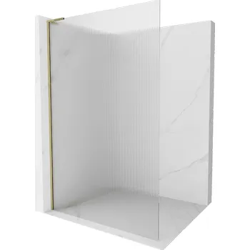Mexen Kioto L sprchová zástěna Walk-in 100 x 200 cm, proužky, zlatá - 800-100-103-50-09 Sprchové stěny