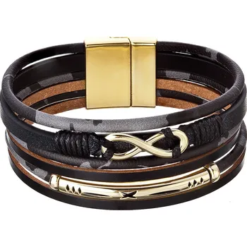 Náramek Náramek textilní široký s ozdobou infinity 53011.3 black