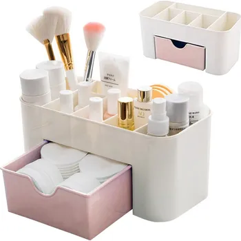 Organizér na kosmetiku VERK GROUP Růžový kosmetický organizér s přihrádkami a zásuvkami na šperky - praktické řešení