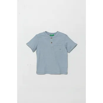 Chlapecké tričko Dětské tričko s příměsí lnu United Colors of Benetton modrá barva, 3F4JG10IF 3F4JG10IF.P.Seasonal 95X, vel. 104