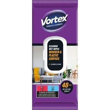 Vlhčené utěrky na dřevo a plast Vortex, 19x18,5cm, 48ks