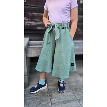 Dívčí sukně Kulišárny DÍVČÍ mušelínová kalhotová sukně MENTOL VELIKOST: 116, DÉLKA: MINI- nad kolena