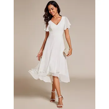 Dámské šaty Večerní šaty z šifonu s výstřihem do V Barva: Bílá, Velikost: S