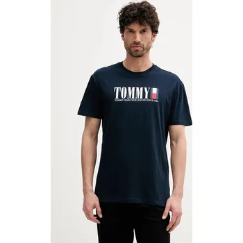 Pánské oblečení Bavlněné tričko Tommy Jeans DM0DM21941 námořnická modř 59X, vel. M