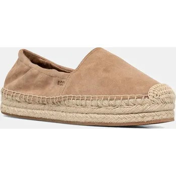 Dámské polobotky Semišové espadrilky BOSS Madeira hnědá barva, na platformě, 50542344 50542344.260 84X, EUR 41