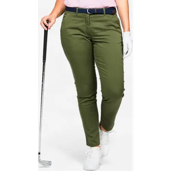 Dámské kalhoty INESIS Dámské golfové bavlněné kalhoty MW500 XL KAŠTANOVÁ|ZELENÁ