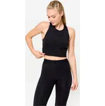 DOMYOS Dámské tílko crop-top na fitness přiléhavé XS ČERNÁ