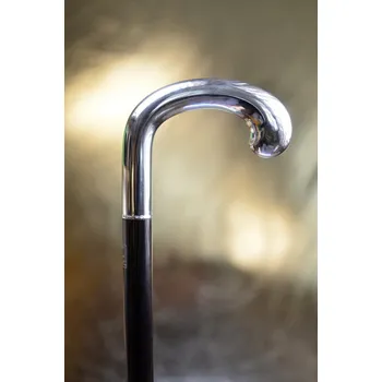 Vycházková hůl luxusní Fayet courbe lisse - POSTŘÍBŘENÁ (105 cm)