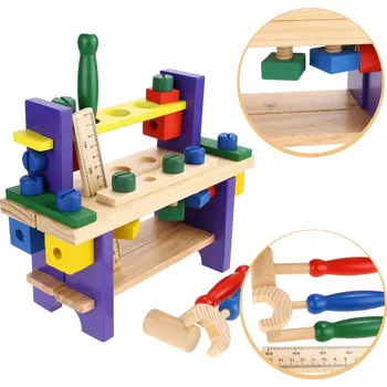 Dřevěná hračka Zatloukací a šroubovací dřevěný stojan s nářadím