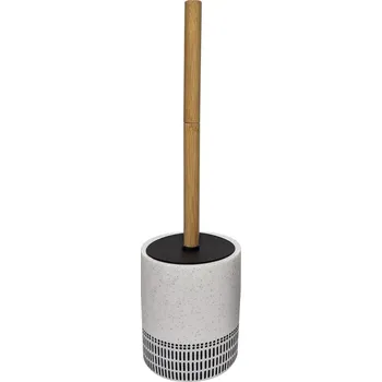 WC štětka SPIRELLA Spirella WC štětka YUMA, s polyresinovou nádobou, bílo-černá, bambus, 10.20986