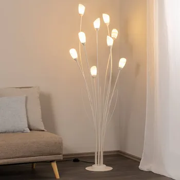 Lampička Jupiter Stojací lampa Gloriosa, krémová, sklo, 9 světel - Stínidlo na lampu - Ø 6 cm, výška 11 cm; délka kabelu 180 cm krémová, bílá 9 x 10 W LED - Doprava zdarma