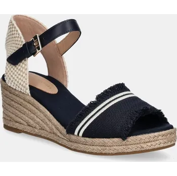 Dámské sandále Sandály Tommy Hilfiger FRINGE CANVAS MEDIUM WEDGE FW0FW08879 námořnická modř 59X, EUR 40