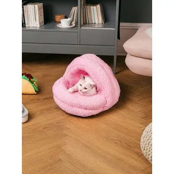 Pelíšek pro psa Sinsay - Pelíšek pro kočku s měkkým polštářem a stříškou - pastelová růžová - 448FU-03F - 448FU-03F-ONE