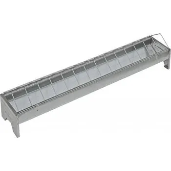 krmítko pro hospodářská zvířata TOPTRADE krmítko pro drůbež, pozinkované, se sklopnou mřížkou, 1 000 × 130 × 150 mm (Délka 1 m • pozink • sklopná mřížka • 1,53 kg)