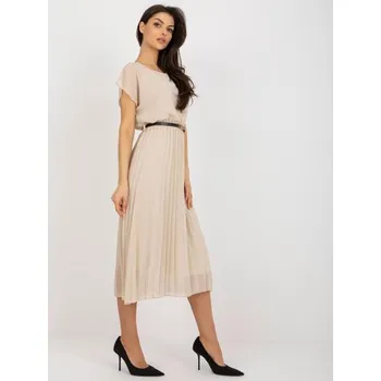Dámské šaty Dámské šaty s plisováním midi rozšířené ERVINA béžové