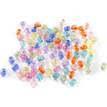 Dětské navlékací korálky Plastové korálky ploškované, tranparentní s barevným průvlekem Ø6 mm, 8 mm, barva 1 (Ø6 mm) mix