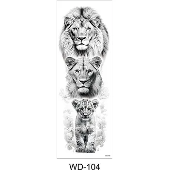 Odstranitelné tetování Dočasné voděodolné tetování na celou ruku - Lev, lvice a lvíče - WD - 104