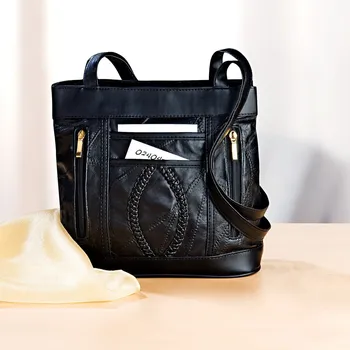 Kabelka 3Pagen Kožená kabelka černá