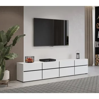 Televizní stolek Moderní TV stolek Cross 225 cm - bílá / černá