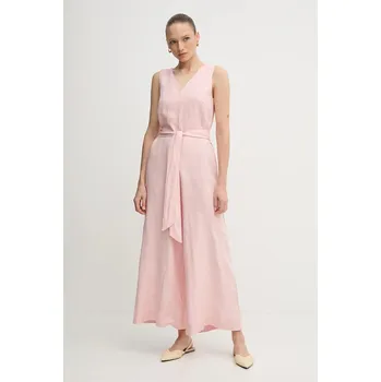 Dámský overall Plátěný overal United Colors of Benetton růžová barva, s výstřihem do v, 4AGHDT00E 39X, vel. L