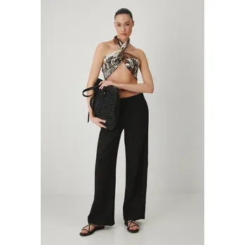 Dámské kalhoty Lněné kalhoty Medicine dámské, černá barva, široké, medium waist RS25.SPD700 99X, vel. L