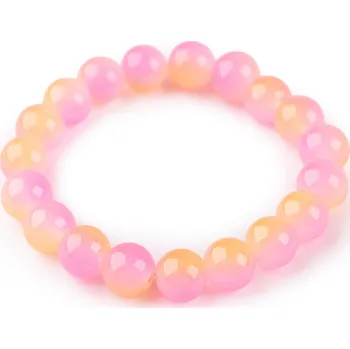 Šperk Náramek pružný ze skleněných korálků, barva 2 růžová oranžová