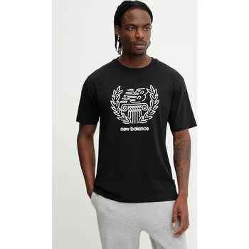 Pánské tričko Bavlněné tričko New Balance pánské, černá barva, s potiskem, MT51974BK 99X, vel. S