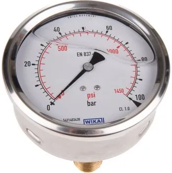 Tlakoměr Tlakoměr 7656072 Zadní vstup 100mm Nerezová ocel WIKA
