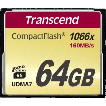 Paměťová karta Paměťová karta Compact Flash CompactFlash 64 GB Transcend MLC -25 → plus 85°C 1000x