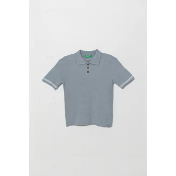 Dětské polo tričko ze lněné směsi United Colors of Benetton 104NH3001.P.Seasonal modrá 95X, vel. 110