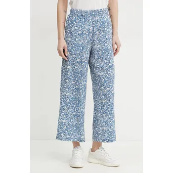 Dámské kalhoty Hedvábné kalhoty Weekend Max Mara dámské, modrá barva, jednoduché, high waist, 2515131082600 95X, vel. 34