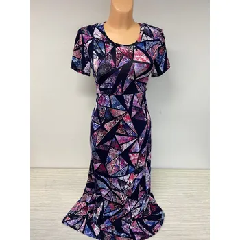 Dámské šaty Fialové šaty pod kolena FALA xxxl, Barva Fialová, Velikost XXXL 54, Materiál 96% Viskoza 4% Lycra