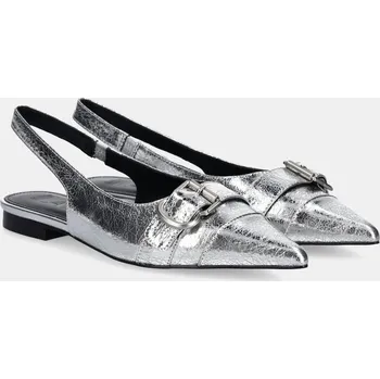 Dámské baleríny Kožené baleríny Answear.LAB stříbrná barva, s odkrytou patou LT593.911.2 SLV, EUR 39