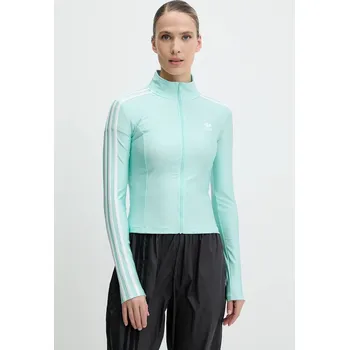 Dámská mikina Mikina adidas Originals 3-Stripes dámská, tyrkysová barva, s aplikací, JC5579 60X, vel. L