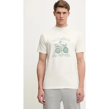 Pánské tričko Bavlněné tričko Ellesse Mellino pánské, béžová barva, s potiskem, SHZ21848 01X, vel. XXL