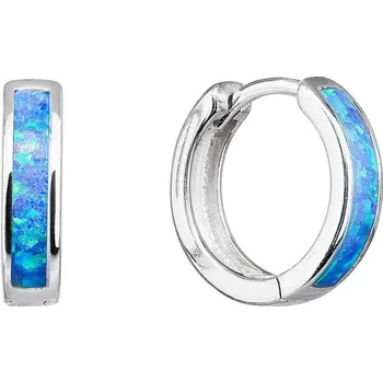 Náušnice Stříbrné náušnice kruhy se syntetickým opálem modré 11402.3 blue