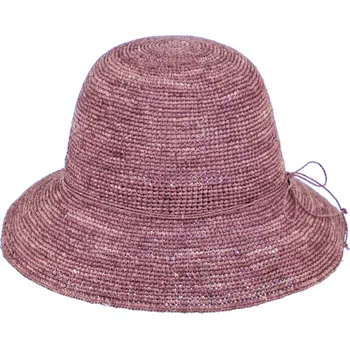 Klobouk Fiebig - Headwear since 1903 Dámský letní nemačkavý slaměný klobouk Cloche - Crochet Cloche Mauve Velikost: Unisize (S-XL)