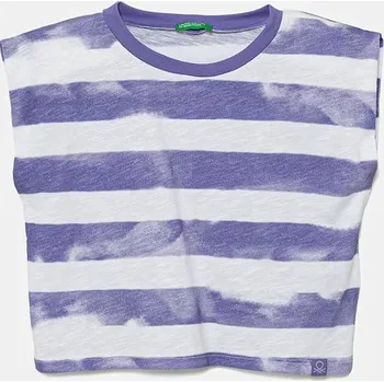 Dětské bavlněné tričko United Colors of Benetton 3SL3C10OW.G.Seasonal fialová 48X, vel. 122