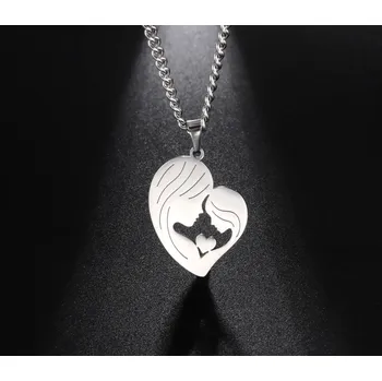 Náhrdelník B-TOP Dámský nerezový náhrdelník s přívěskem Matka a Dcera Stříbrná