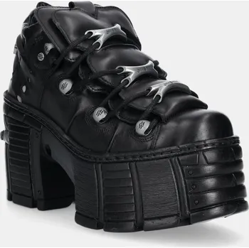 Dámské kozačky Kožené kotníkové boty New Rock CRUST NEGRO dámské, černá barva, na podpatku, M-TM106-C2 M.TM106.C2 99X, EUR 38