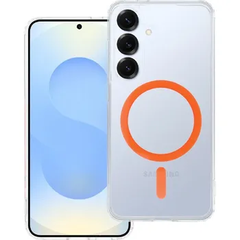 Náhradní kryt pro mobilní telefon Kryt Drop Glue Colorful Ring Mag Cover s Magsafe Samsung Galaxy S25 orange