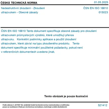 ČSN EN ISO 16810 - Nedestruktivní zkoušení - Zkoušení ultrazvukem - Obecné zásady - Tisk