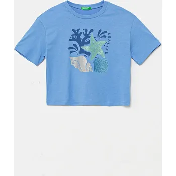 Dětské bavlněné tričko United Colors of Benetton modrá barva, 35RYC10OZ 35RYC10OZ.G.Seasonal 55X, vel. 150