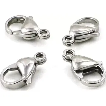 Materiál na výrobu šperku Zapínání karabinky 15mm chirurgická ocel - 10 ks