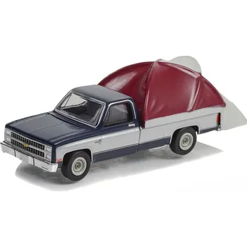 autíčko Chevrolet C-10 Silverado 1982 se stanem 1:64 Chevrolet C10 Silverado + Rooftop Tent - kovový model 1/64