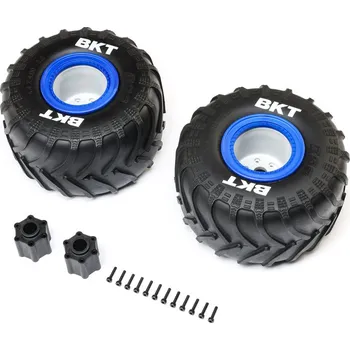 RC vybavení 1:8 Losi LMT Monster Truck 2.0 4WD: Kolo 2.6" s pneu BKT Monster Truck Tire, střední vložka, beadlock modrý (2 ks)