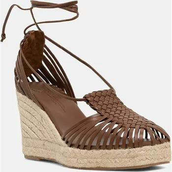 Dámské polobotky Kožené espadrilky Weekend Max Mara QUIRINO hnědá barva, na klínku, 2515521115600 2515521115600.TOBACCO 88X, EUR 41
