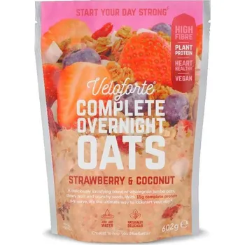 Fitness strava Ovesná kaše s jahodami VELOFORTE Overnight Oats / Strawberry & Coconut
