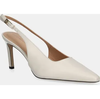 Dámská obuv Kožené lodičky Tommy Hilfiger SQUARED TOE HIGH HEEL SLINGBACK FW0FW08636 béžová 01X, EUR 37
