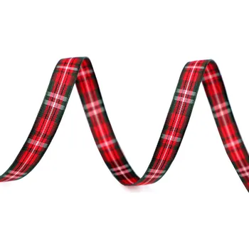 Károvaná stuha šíře 10 mm, barva 4 zelená jedle